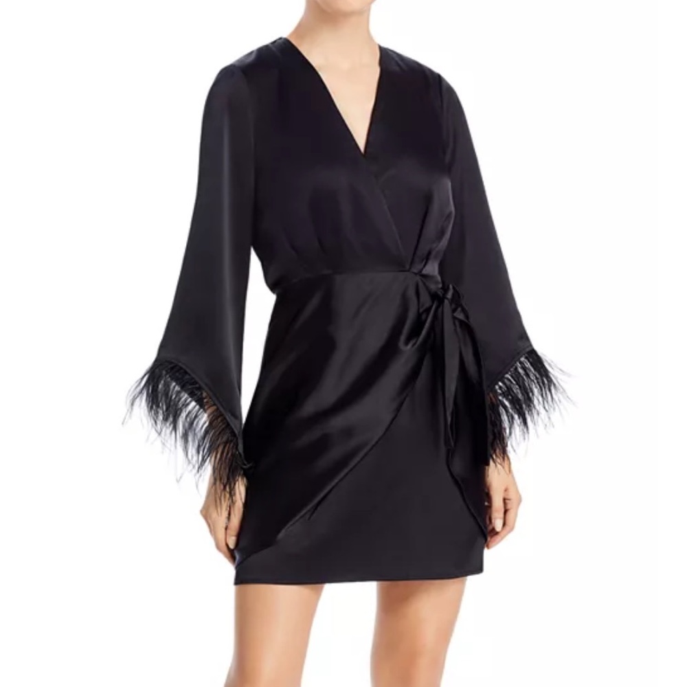 Wayf Black Feather Trim Robe - Picture 9 of 10